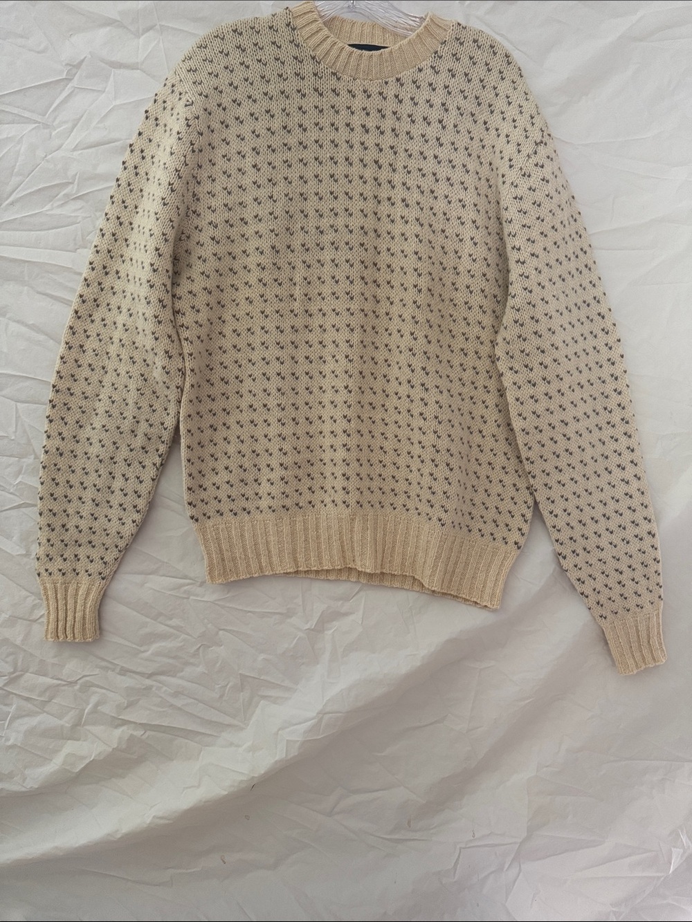 Vintage Men's Kuppenheimer Cream Speckled Knit Crewneck Wool Blend  Sweater